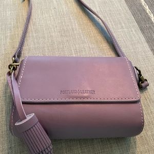 Portland leather lavender crossbody bag.